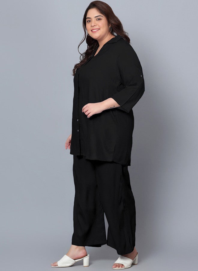 Indietoga Plus Size Shirt Collar Shirt With Trousers - Image 4